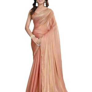 ✨👗 zivara elegant peach party wear saree – premium twill net saree with rich shimmer border look & soft chiffon blouse piece, perfect for weddings, parties & festive occasions (free size) 💖